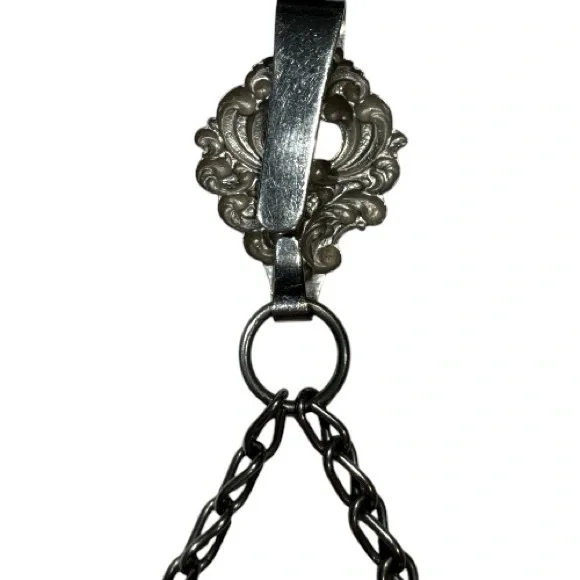 Vintage Victorian Style Silver Tone Mounted Black Velvet Bag with Belt Clip - Picture 12 of 14